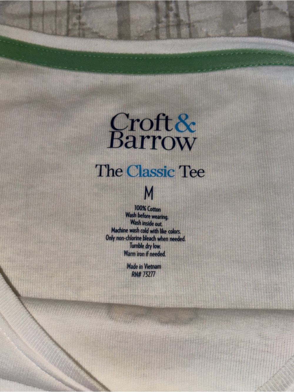 croft & barrow White Tee with Green Neck Trim